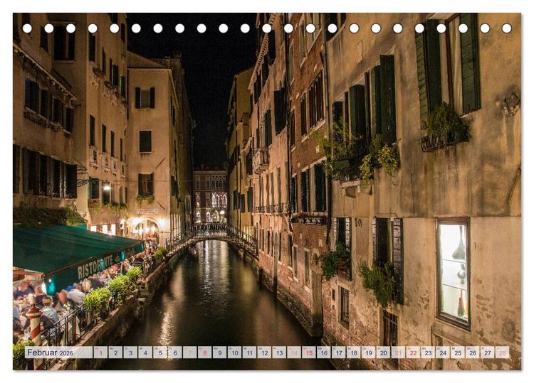 Produktbild: Stilles Venedig wenn es Nacht wird (Tischkalender 2026 DIN A5 quer), CALVENDO Monatskalender