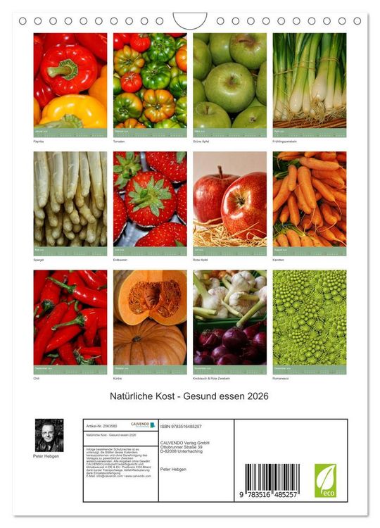 Produktbild: Nat&uuml;rliche Kost - Gesund essen 2026 (Wandkalender 2026 DIN A4 hoch), CALVENDO Monatskalender