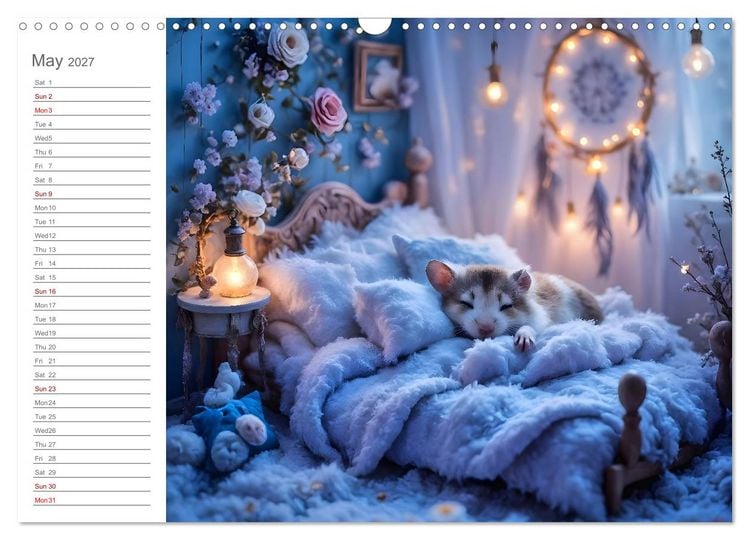 Produktbild: Hamster's Bedtime Calendar - Twelve magical dream worlds (Wall Calendar 2027 DIN A3 landscape), CALVENDO 12 Month Wall Calendar