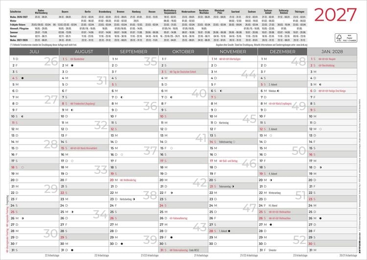 Produktbild: Tafelkalender A3 beidseitig 2027