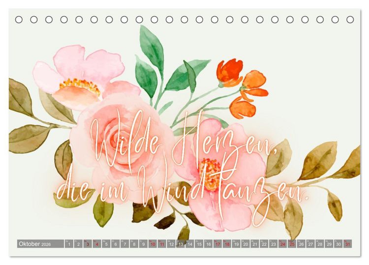 Produktbild: Flower Romance - Romantischer Bl&uuml;tenzauber (Tischkalender 2026 DIN A5 quer), CALVENDO Monatskalender
