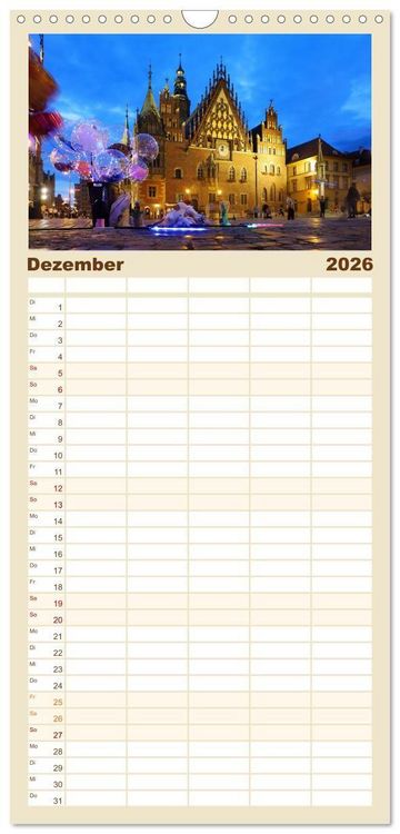 Produktbild: Familienplaner 2026 - Breslau. Polens architektonisches Juwel an der Oder mit 5 Spalten (Wandkalender, 21 x 45 cm) CALVENDO