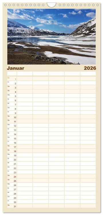 Produktbild: Familienplaner 2026 - Alpen Blick mit 5 Spalten (Wandkalender, 21 x 45 cm) CALVENDO