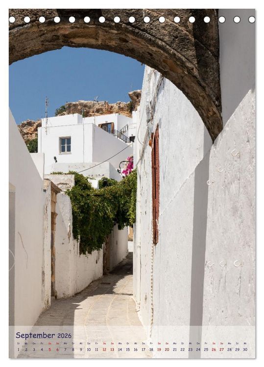 Produktbild: Ein Streifzug durch die Gassen der Insel Rhodos (Tischkalender 2026 DIN A5 hoch), CALVENDO Monatskalender
