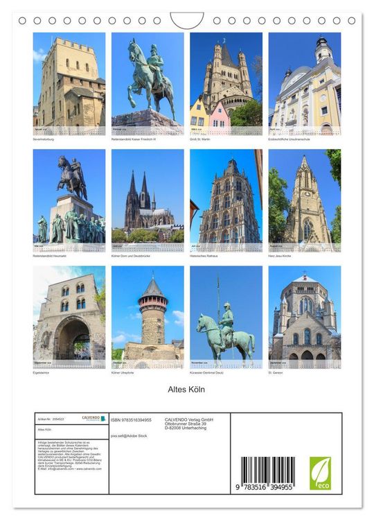 Produktbild: Altes K&ouml;ln (Wandkalender 2026 DIN A4 hoch), CALVENDO Monatskalender