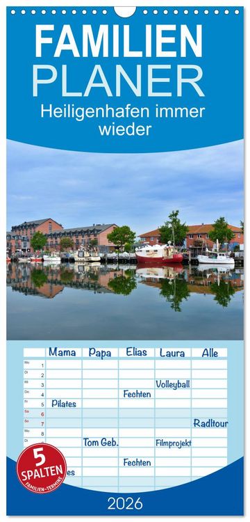 Produktbild: Familienplaner 2026 - Heiligenhafen immer wieder mit 5 Spalten (Wandkalender, 21 x 45 cm) CALVENDO