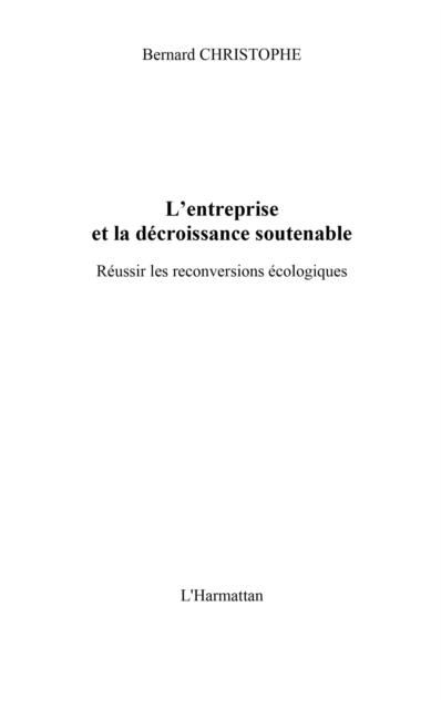 Produktbild: Entreprise et la decroissancesoutenable