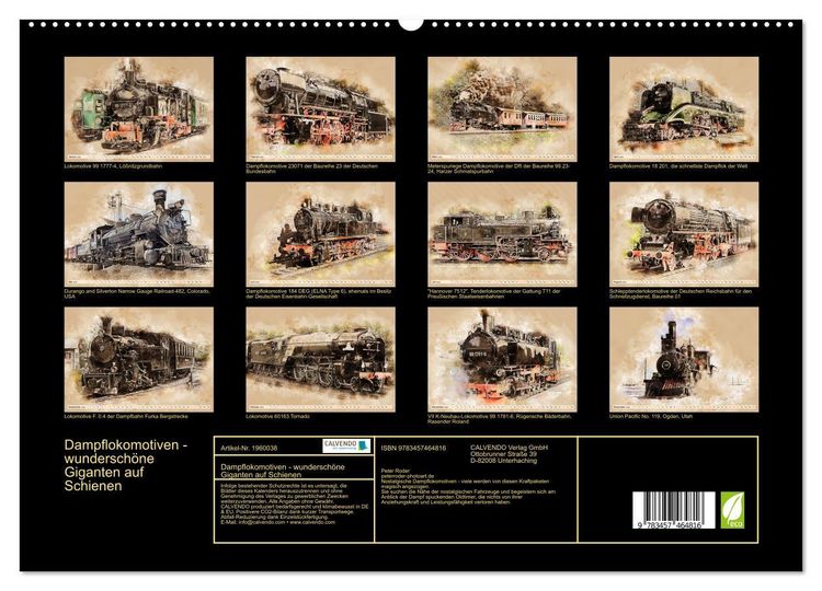 Produktbild: Dampflokomotiven - wundersch&ouml;ne Giganten auf Schienen (hochwertiger Premium Wandkalender 2026 DIN A2 quer), Kunstdruck in Hochglanz
