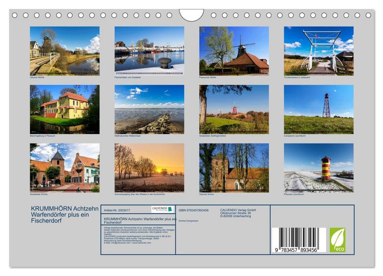 Produktbild: KRUMMH&Ouml;RN Achtzehn Warfend&ouml;rfer plus ein Fischerdorf (Wandkalender 2026 DIN A4 quer), CALVENDO Monatskalender