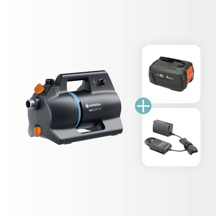 Produktbild: GARDENA Akku-Gartenpumpe 3000 Silent 18V P4A Ready-To-Use Set Akku-Gartenpumpe 3000 l/h