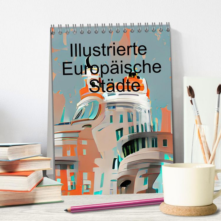 Produktbild: Illustrierte Europ&auml;ische St&auml;dte (Tischkalender 2026 DIN A5 hoch), CALVENDO Monatskalender