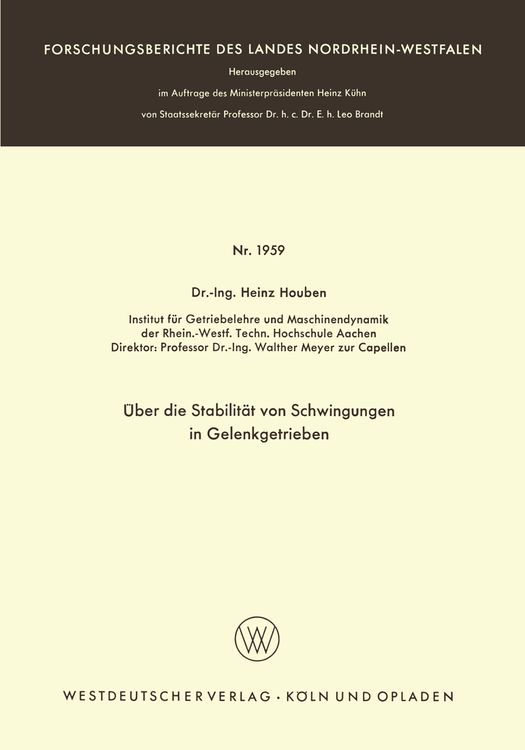 Produktbild: &Uuml;ber die Stabilit&auml;t von Schwingungen in Gelenkgetrieben