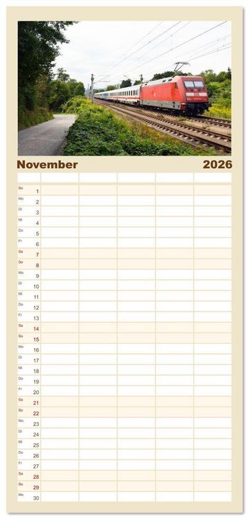 Produktbild: Familienplaner 2026 - Die Baureihe 101 der Deutschen Bahn mit 5 Spalten (Wandkalender, 21 x 45 cm) CALVENDO