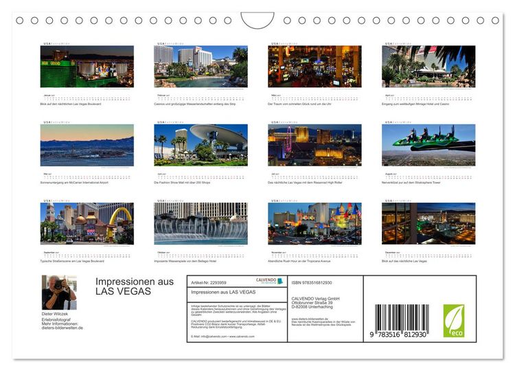 Produktbild: Impressionen aus LAS VEGAS (Wandkalender 2027 DIN A4 quer), CALVENDO Monatskalender