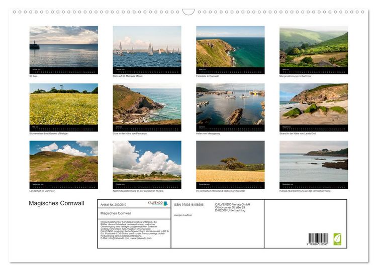 Produktbild: Magisches Cornwall (Wandkalender 2026 DIN A2 quer), CALVENDO Monatskalender