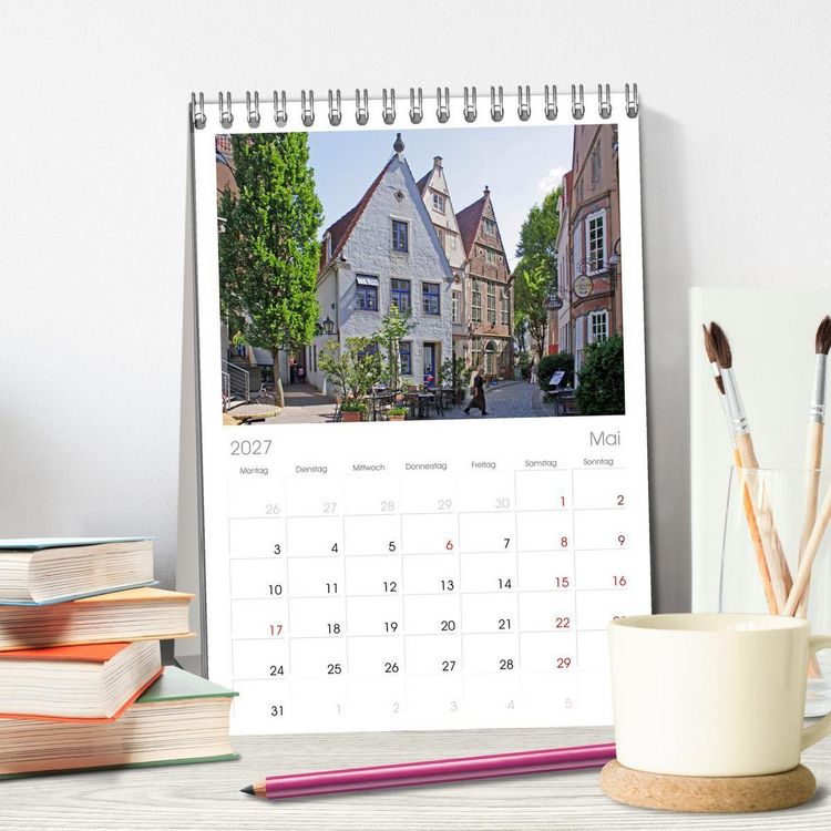 Produktbild: Tischplaner 2027 - Ansichten von Bremen und Bremerhaven (A5 Tischkalender zum Aufstellen) CALVENDO