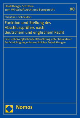 Produktbild: Funktion und Stellung des Abschlusspr&uuml;fers nach deutschem und englischem Recht
