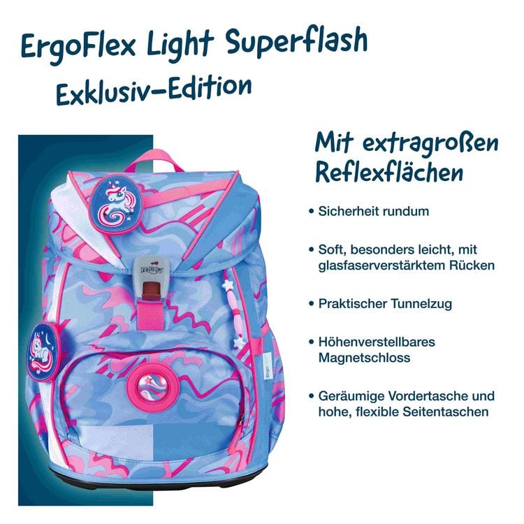 Produktbild: DerDieDas Schulranzen Set ErgoFlex Light Superflash, Schulranzen Set, 5tlg, Magic Unicorn