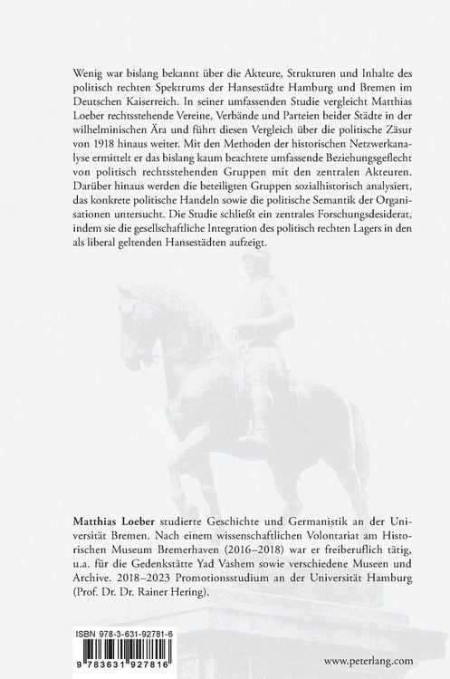 Produktbild: Die politische Rechte in Hamburg und Bremen 1890&ndash;1925