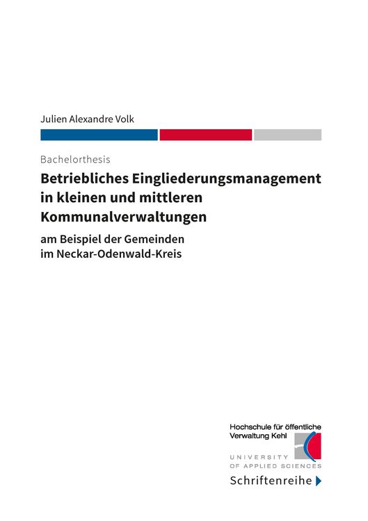 Produktbild: Betriebliches Eingliederungsmanagement in kleinen und mittleren Kommunalverwaltungen
