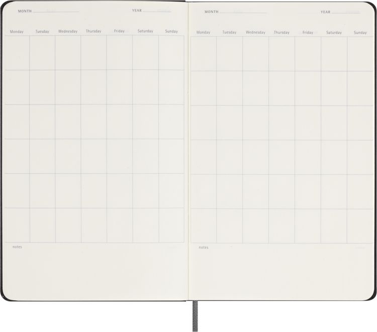 Produktbild: Moleskine undatierter Wochen Notizkalender, L/A5, 1 Wo = 1 Seite, Rechts linierte Seite, Fester Einband mit Textpr&auml;gung gold, Schwarz