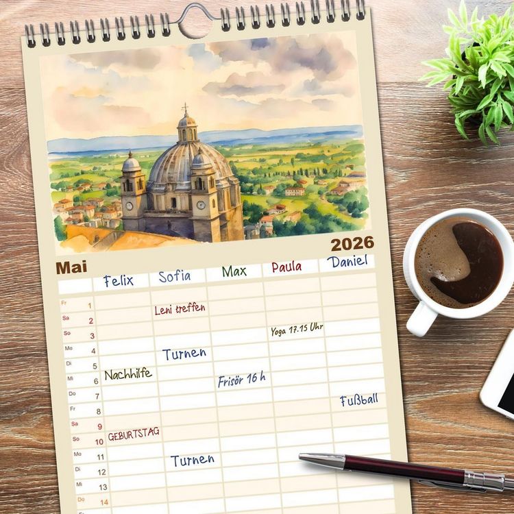 Produktbild: Familienplaner 2026 - Idylle im Latium mit 5 Spalten (Wandkalender, 21 x 45 cm) CALVENDO