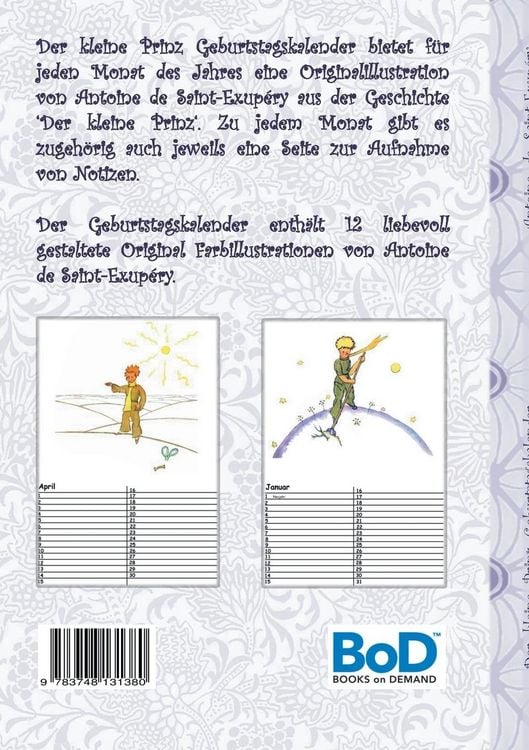 Produktbild: Der kleine Prinz - Geburtstagskalender