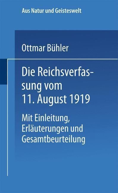 Produktbild: Die Reichsverfassung vom 11. August 1919