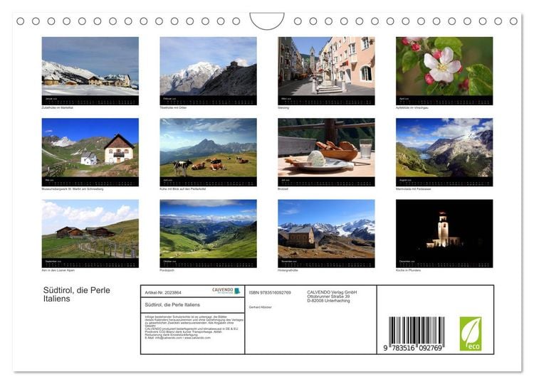 Produktbild: S&uuml;dtirol, die Perle Italiens (Wandkalender 2026 DIN A4 quer), CALVENDO Monatskalender