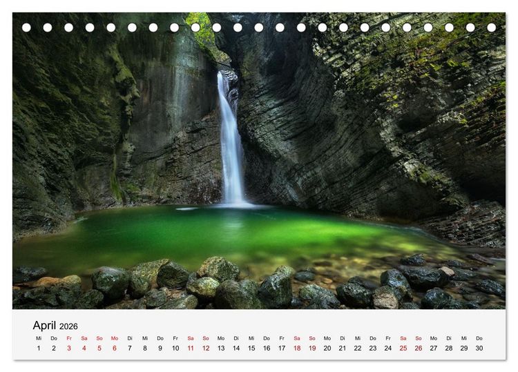 Produktbild: Naturschauspiel Wasserfall: Europas flie&szlig;ende Kunstwerke (Tischkalender 2026 DIN A5 quer), CALVENDO Monatskalender