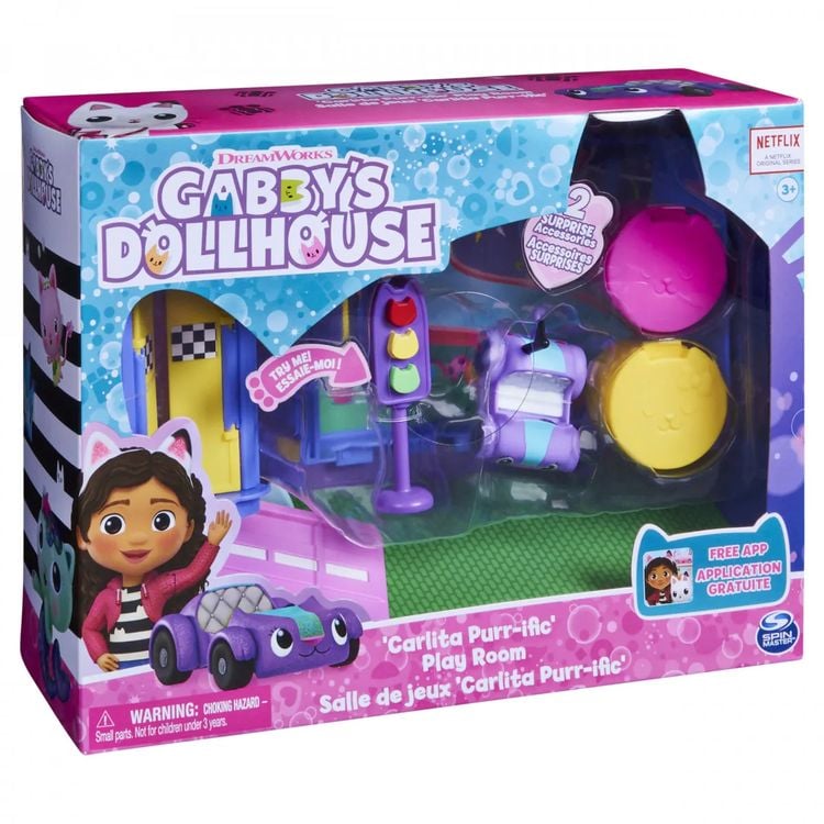 Bild vom Artikel Gabby‘s Dollhouse Deluxe Raum, Purr-ific Play Room, Spielzimmer mit Carlita Spielzeugauto, Möbelstücken und thematischem Zubehör vom Autor 