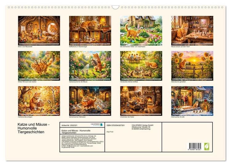 Produktbild: Katze und M&auml;use - Humorvolle Tiergeschichten (Wandkalender 2027 DIN A2 quer), CALVENDO Monatskalender