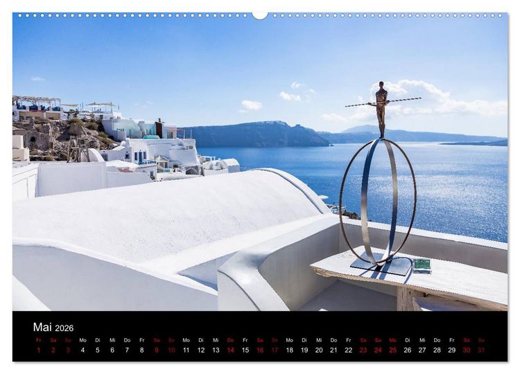 Produktbild: Santorini - K&ouml;nigin der Kykladen (hochwertiger Premium Wandkalender 2026 DIN A2 quer), Kunstdruck in Hochglanz
