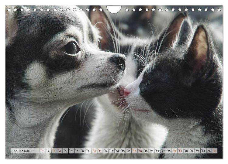 Produktbild: Hund und Katze - Tierische Freunde (Wandkalender 2026 DIN A4 quer), CALVENDO Monatskalender