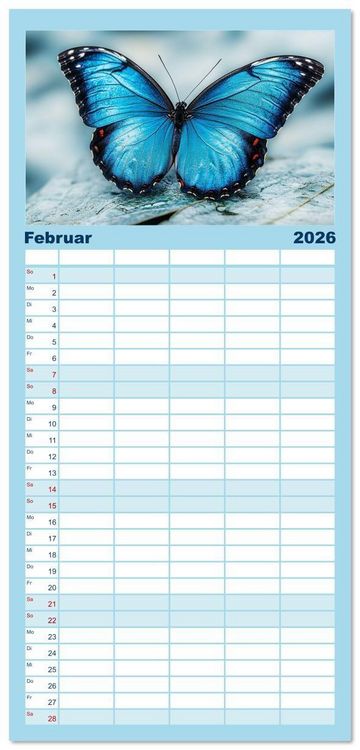 Produktbild: Familienplaner 2026 - Blauer Zauberflug mit 5 Spalten (Wandkalender, 21 x 45 cm) CALVENDO