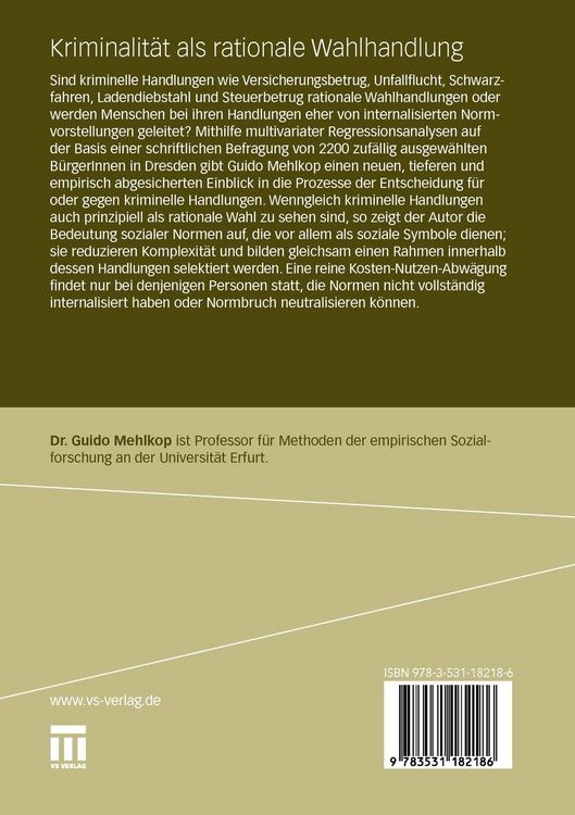 Produktbild: Kriminalit&auml;t als rationale Wahlhandlung