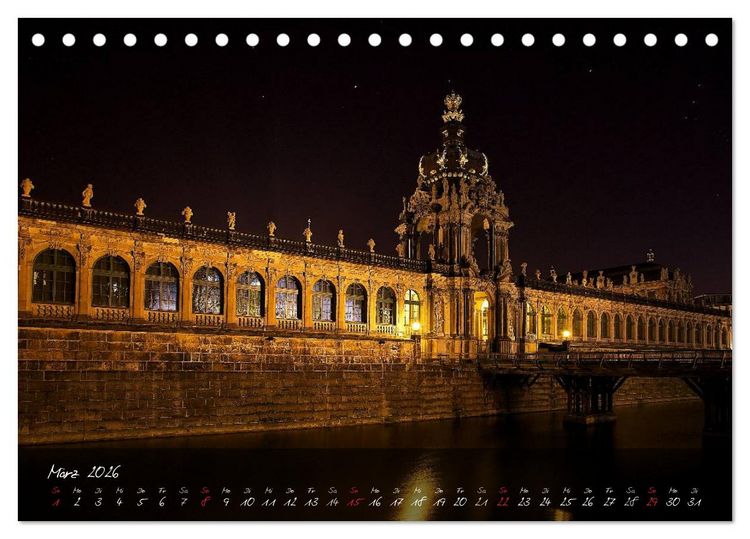 Produktbild: Nachts in Dresden (Tischkalender 2026 DIN A5 quer), CALVENDO Monatskalender