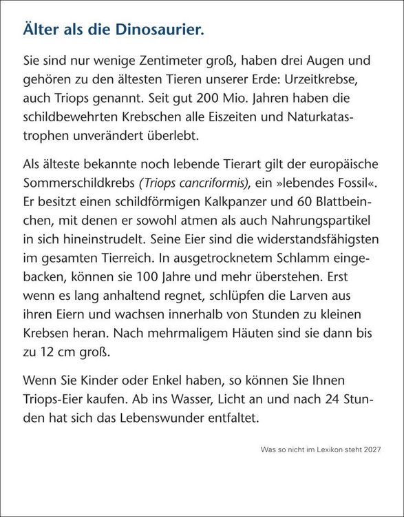 Produktbild: Was so nicht im Lexikon steht Tagesabrei&szlig;kalender 2027 - Kuriosit&auml;ten, Hist&ouml;rchen und merkw&uuml;rdige Geschichten