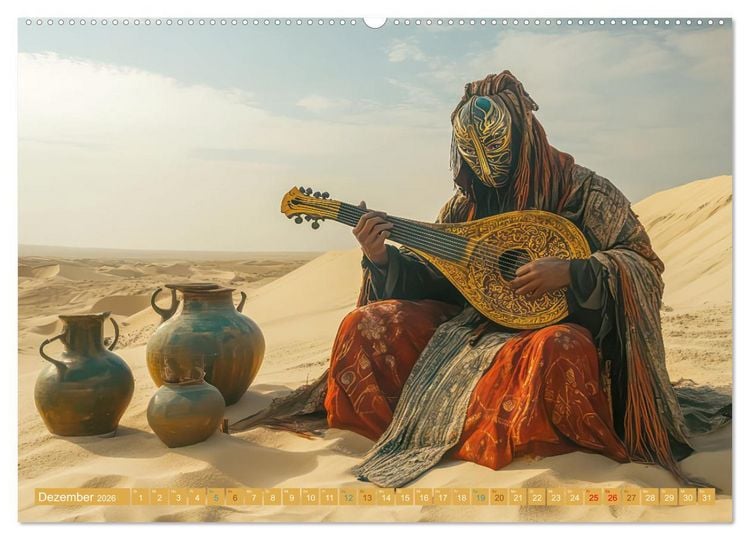 Produktbild: W&uuml;stenmusikanten und W&uuml;stent&auml;nzer - Surreale Impressionen (Wandkalender 2026 DIN A2 quer), CALVENDO Monatskalender