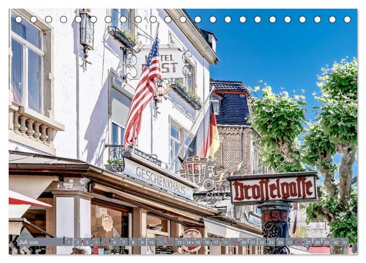 Produktbild: R&uuml;desheim - Rhein, Riesling, Romantik (Tischkalender 2026 DIN A5 quer), CALVENDO Monatskalender