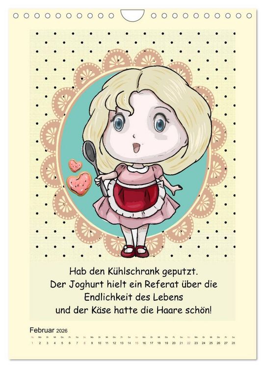 Produktbild: Mampfen und Lachen! Lustige Spr&uuml;che &uuml;ber K&uuml;che, kochen und essen (Wandkalender 2026 DIN A4 hoch), CALVENDO Monatskalender