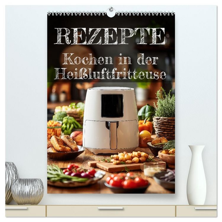 Produktbild: REZEPTE - Kochen in der Hei&szlig;luftfritteuse (hochwertiger Premium Wandkalender 2026 DIN A2 hoch), Kunstdruck in Hochglanz
