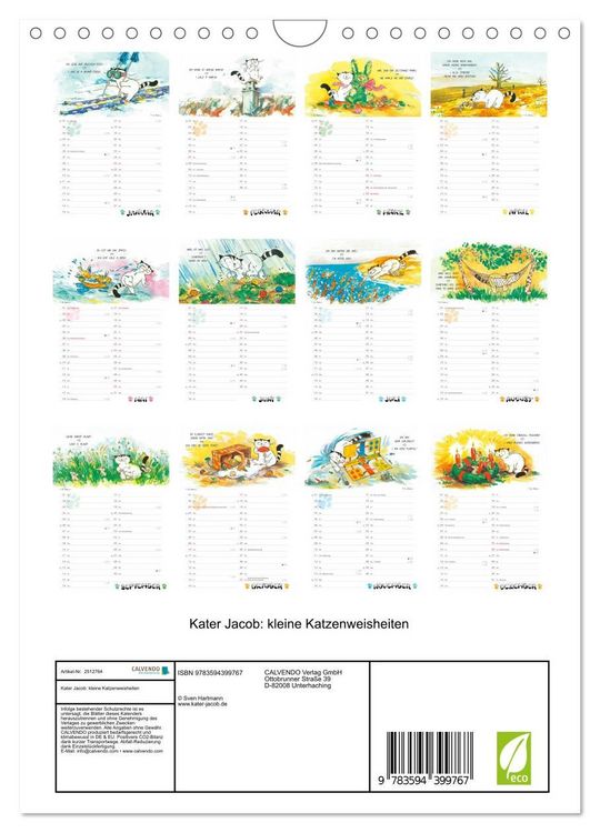 Produktbild: Kater Jacob: kleine Katzenweisheiten (Wandkalender 2027 DIN A4 hoch), CALVENDO Monatskalender