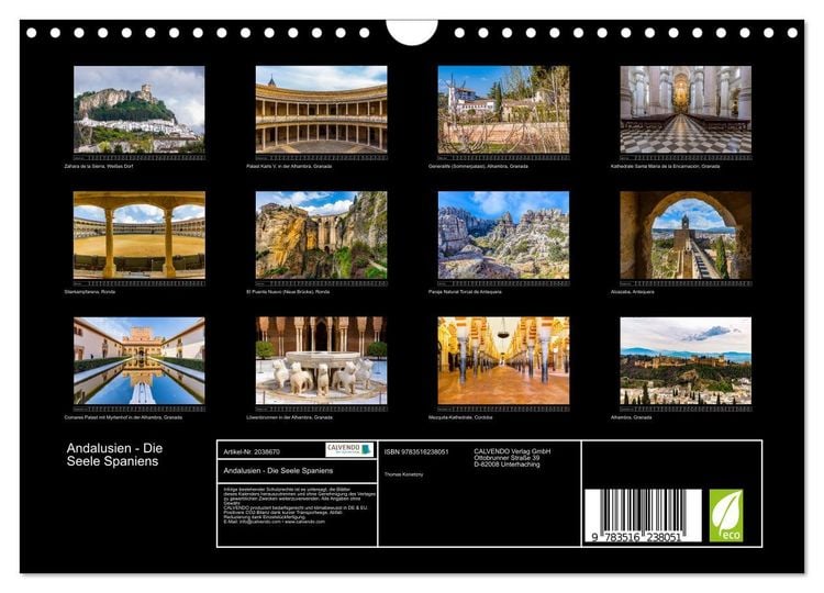 Produktbild: Andalusien - Die Seele Spaniens (Wandkalender 2026 DIN A4 quer), CALVENDO Monatskalender