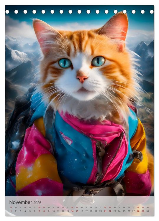 Produktbild: Outdoorsport f&uuml;r Katzen (Tischkalender 2026 DIN A5 hoch), CALVENDO Monatskalender