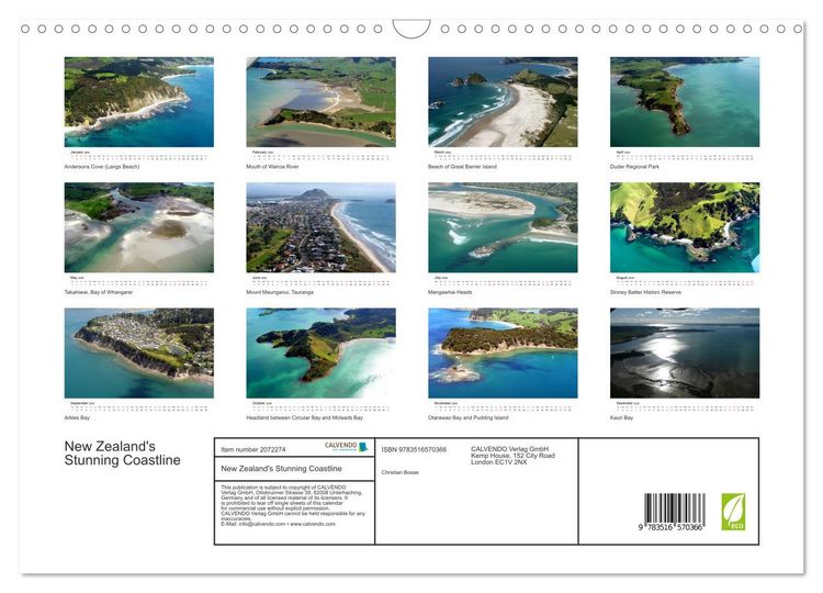 Produktbild: New Zealand's Stunning Coastline (Wall Calendar 2026 DIN A3 landscape), CALVENDO 12 Month Wall Calendar