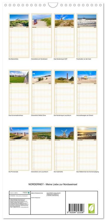 Produktbild: Familienplaner 2027 - NORDERNEY - Meine Liebe zur Nordseeinsel mit 5 Spalten (Wandkalender, 21 x 45 cm) CALVENDO