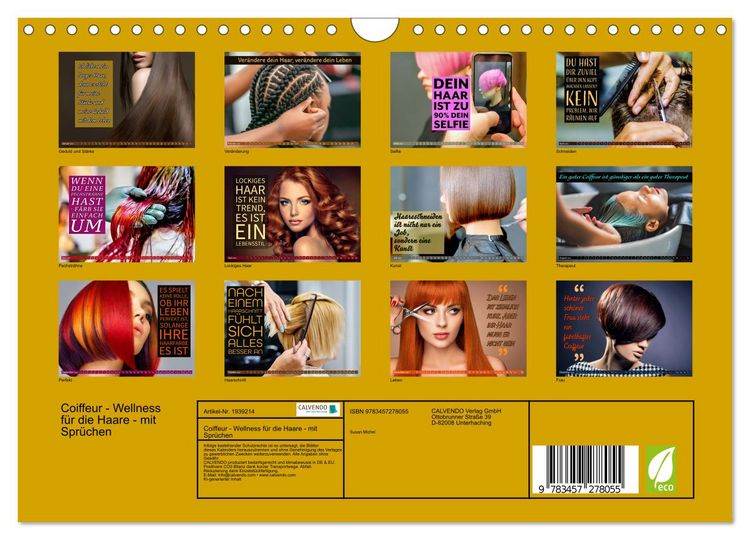 Produktbild: Coiffeur - Wellness f&uuml;r die Haare - mit Spr&uuml;chen (Wandkalender 2026 DIN A4 quer), CALVENDO Monatskalender