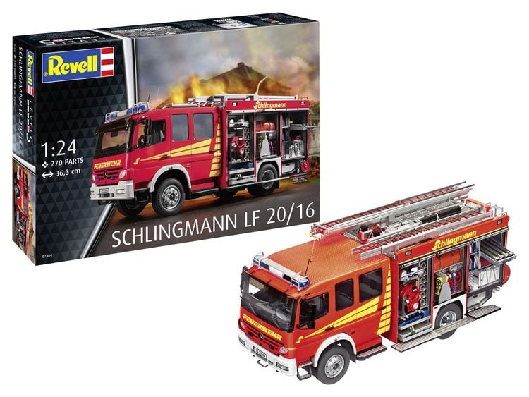 Produktbild: Revell 07404 Schlingmann LF 20/16 Feuerwehrauto Bausatz 1:24