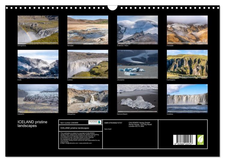 Produktbild: ICELAND pristine landscapes (Wall Calendar 2027 DIN A3 landscape), CALVENDO 12 Month Wall Calendar